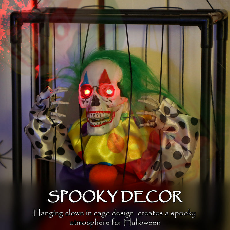 Outsunny Voice Activated Halloween Animatronics Hinging Clown in Cage