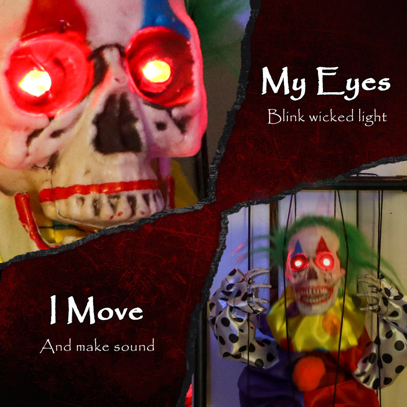Outsunny Voice Activated Halloween Animatronics Hinging Clown in Cage