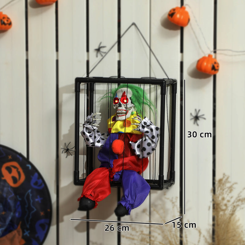 Outsunny Voice Activated Halloween Animatronics Hinging Clown in Cage