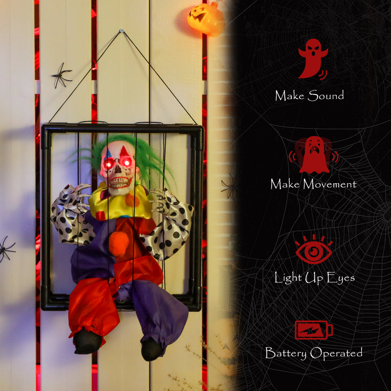 Outsunny Voice Activated Halloween Animatronics Hinging Clown in Cage