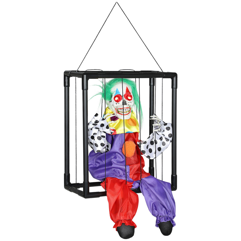 Outsunny Voice Activated Halloween Animatronics Hinging Clown in Cage