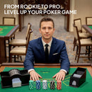 SPORTNOW 300-Piece Texas Holdem Poker Chips Set with Card Shuffler and Shoe