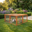 PawHut Rabbit Hutch, Folding Wooden Rabbit Run With Openable Top, Orange