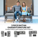 Outsunny 3 Piece Rattan Garden Furniture Set With Cushions, Dark Grey