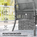Outsunny 3 Piece Rattan Garden Furniture Set With Cushions, Dark Grey