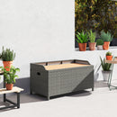 Outsunny Rattan Outdoor Storage Bench with Aluminium Frame, Grey