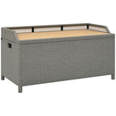 Outsunny Rattan Outdoor Storage Bench with Aluminium Frame, Grey