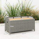 Outsunny Rattan Outdoor Storage Bench with Aluminium Frame, Grey
