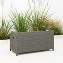 Outsunny Rattan Outdoor Storage Bench with Aluminium Frame, Grey