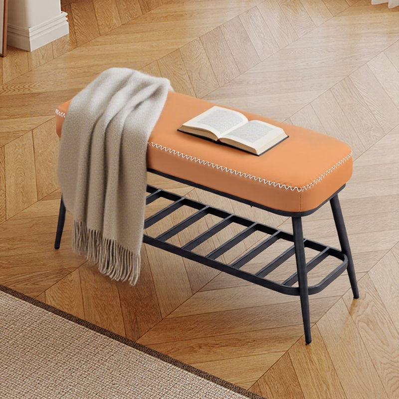 HOMCOM Shoe Bench, PU Leather Shoe Storage Bench for Entryway,