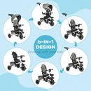 HOMCOM Multifunctional Children's Tricycle -  Grey
