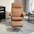 HOMCOM Recliner Chair With Footstool With Adjustable Back - Brown/Charcoal Grey