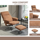 HOMCOM Recliner Chair With Footstool With Adjustable Back - Brown/Charcoal Grey