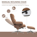 HOMCOM Recliner Chair With Footstool With Adjustable Back - Brown/Charcoal Grey