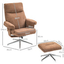 HOMCOM Recliner Chair With Footstool With Adjustable Back - Brown/Charcoal Grey