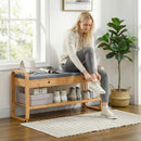 HOMCOM Shoe Bench with 2 Drawers Cushioned Seat 105 cm