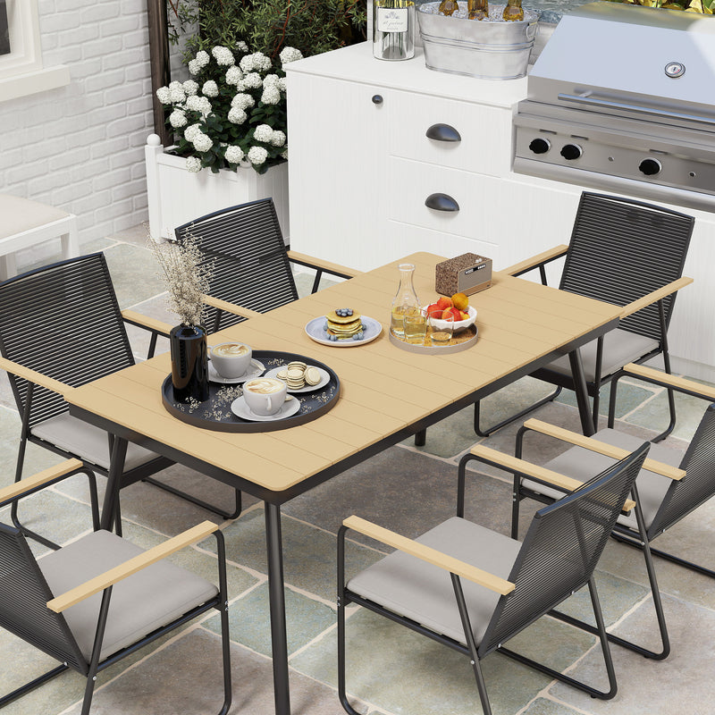 Outsunny 6 Seater Garden Dining Set with Cushions Rattan Backrest