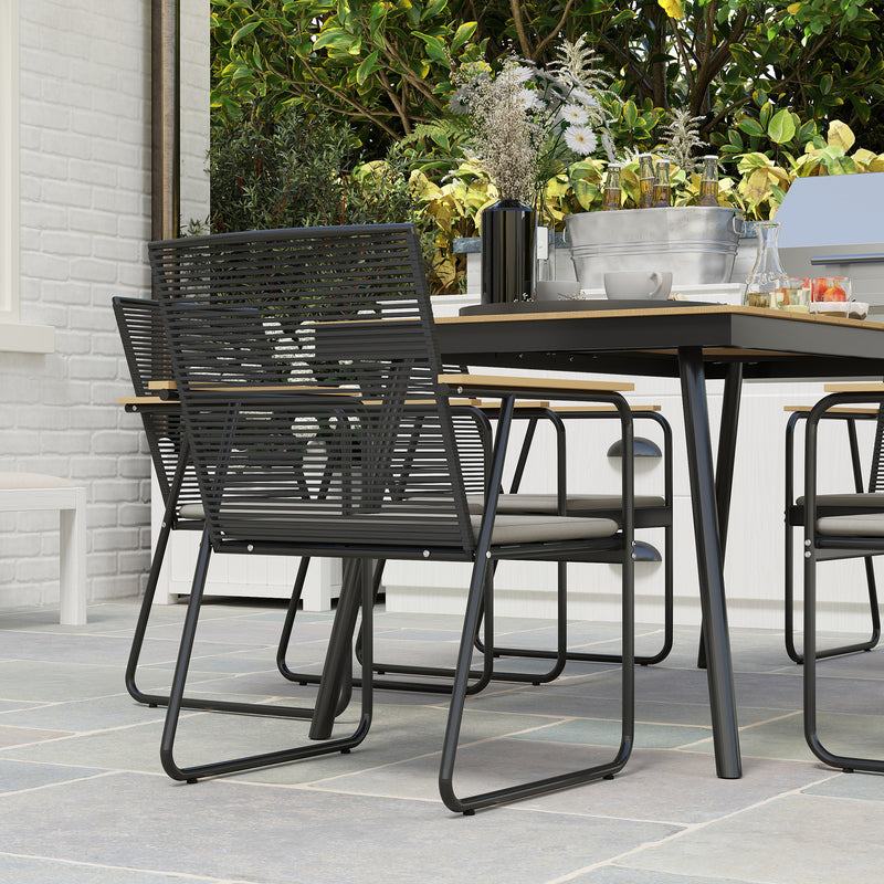 Outsunny 6 Seater Garden Dining Set with Cushions Rattan Backrest