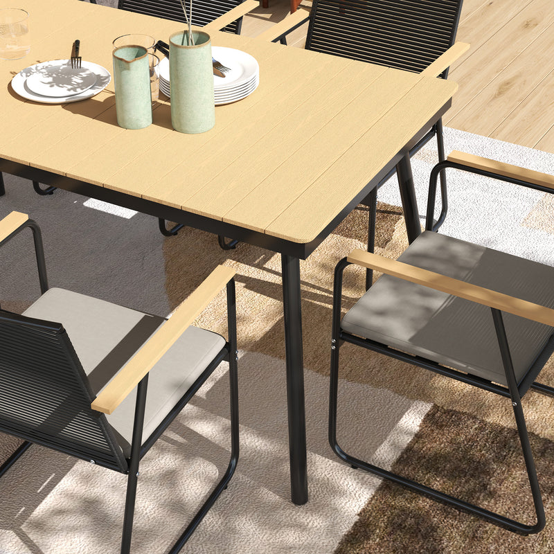 Outsunny 6 Seater Garden Dining Set with Cushions Rattan Backrest