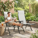 Outsunny Folding Reclining Garden Chairs Set Of 2 With Footrest, Light Grey