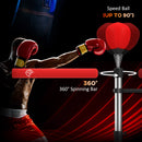 HOMCOM 3-in-1 Punching Bag with 2 Speedballs, 360° Reflex Bar, Red