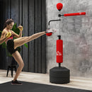 HOMCOM 3-in-1 Punching Bag with 2 Speedballs, 360° Reflex Bar, Red