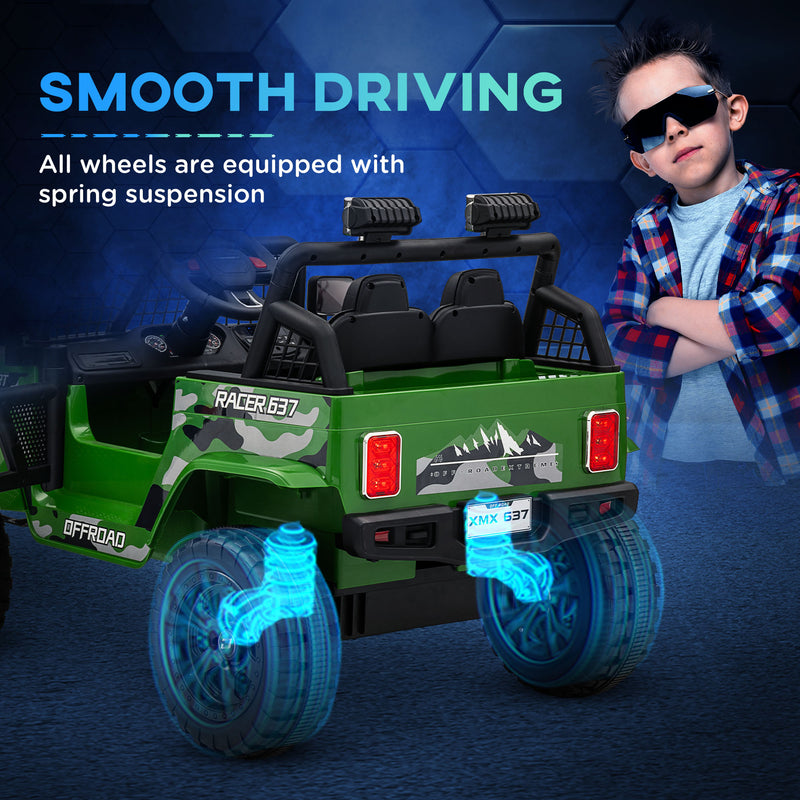AIYAPLAY Kids Ride On Car, 12V Electric Truck W/ Suspension - Blue/Green/Pink/White