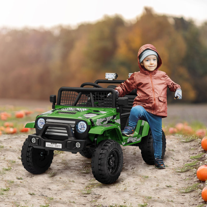 AIYAPLAY Kids Ride On Car, 12V Electric Truck W/ Suspension - Blue/Green/Pink/White