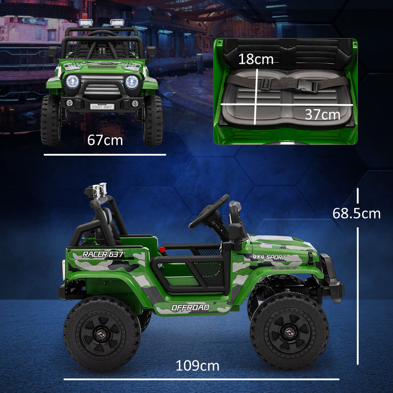 AIYAPLAY Kids Ride On Car, 12V Electric Truck W/ Suspension - Blue/Green/Pink/White