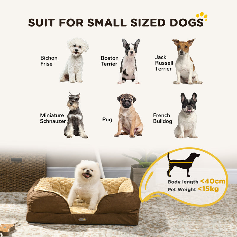 PawHut Dog Bed Calming Pet Bed Dog Mattress For Small Dogs - Charcoal Grey/Brown
