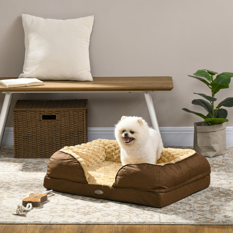 PawHut Dog Bed Calming Pet Bed Dog Mattress For Small Dogs - Charcoal Grey/Brown