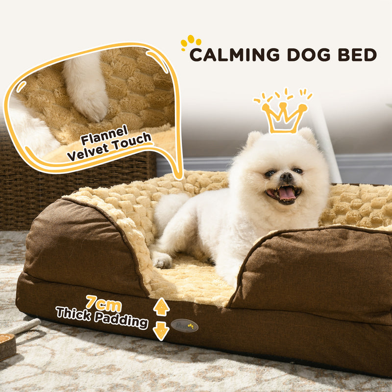 PawHut Dog Bed Calming Pet Bed Dog Mattress For Small Dogs - Charcoal Grey/Brown