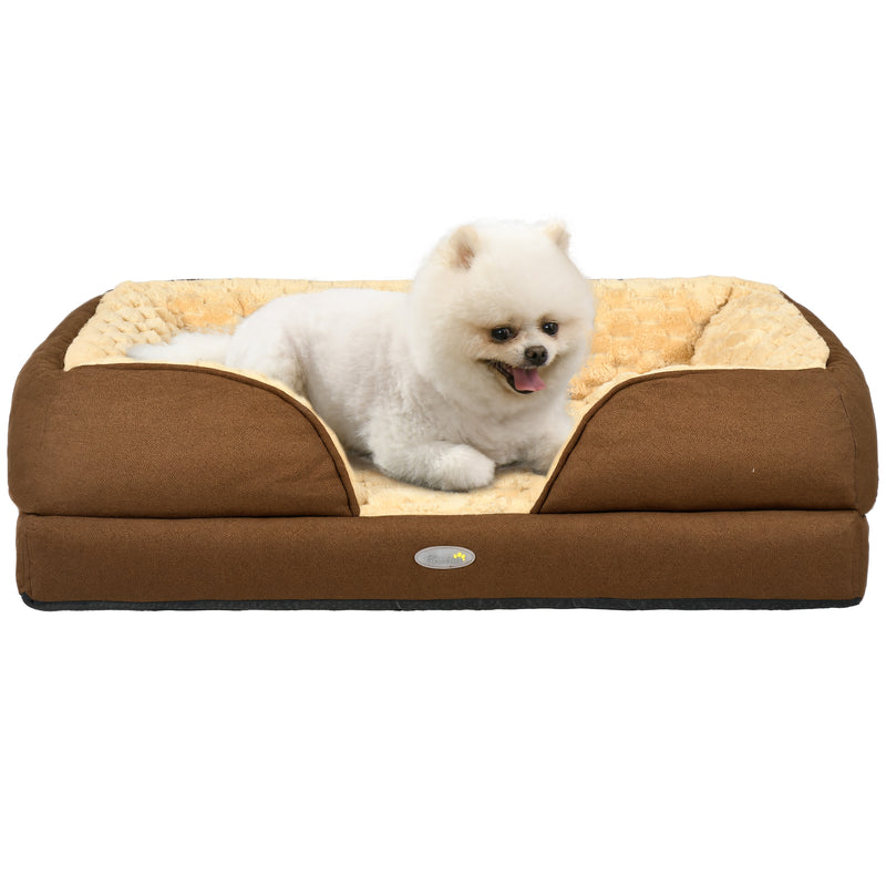 PawHut Dog Bed Calming Pet Bed Dog Mattress For Small Dogs - Charcoal Grey/Brown