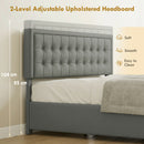HOMCOM PU Leather King Bed Frame with Storage and Adjustable Headboard, Grey
