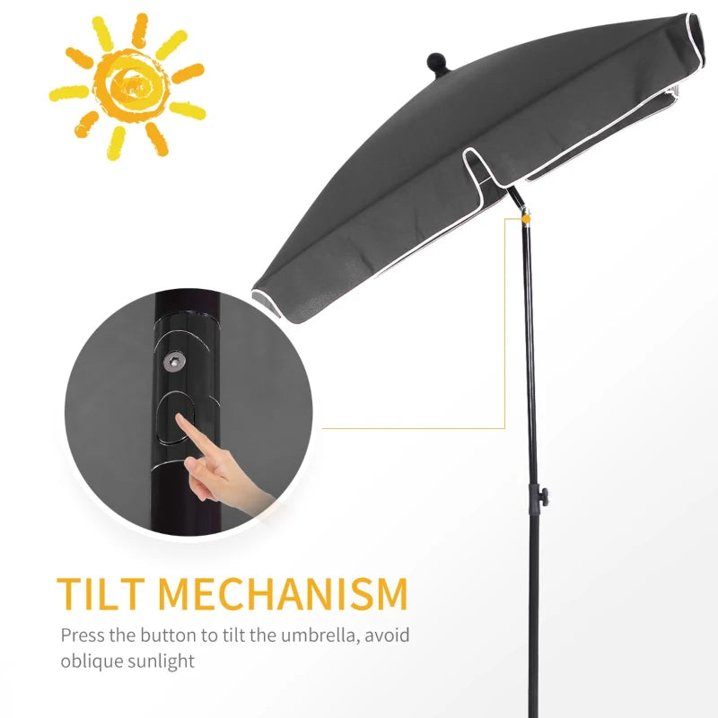 Outsunny Tilt Parasol 2m x 1/3m - Grey