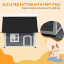 PawHut Outdoor Feral Cat House with Openable Asphalt Roof, Grey