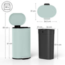 HOMCOM Slim Rectangular Pedal Bin With Soft-Close Lid, 30L Kitchen Bin Green