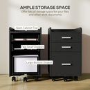 HOMCOM Mobile Filing Cabinet, File Cabinet with 3 Drawers, Black