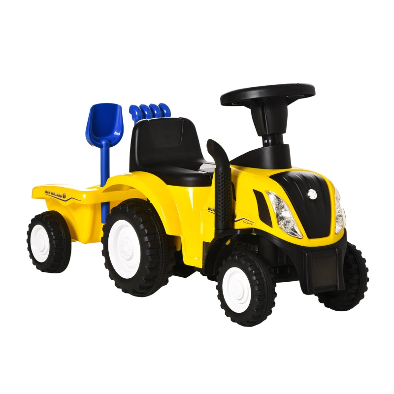 HOMCOM Baby Ride On Car and Trailer - Yellow