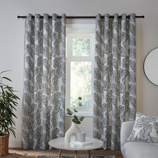 Fusion Matteo Eyelet Curtains in Black