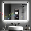 HOMCOM Illuminated Bathroom Mirror With Bluetooth Silver