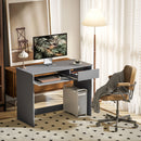 HOMCOM Compact Computer Table With Keyboard Tray And Drawer