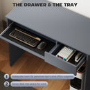 HOMCOM Compact Computer Table With Keyboard Tray And Drawer