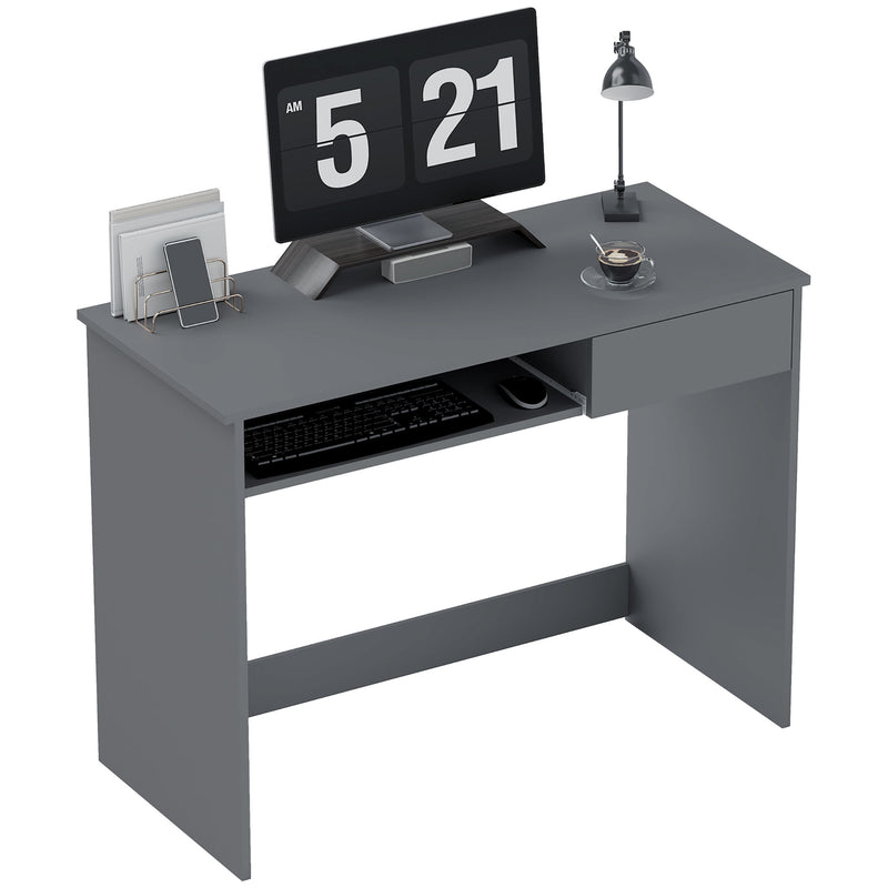 HOMCOM Compact Computer Table With Keyboard Tray And Drawer