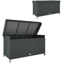 Outsunny 627 L Rattan Garden Storage Box with Gas Lift Lid and Wheels