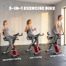 SPORTNOW 3-In-1 Folding Exercise Bike with Resistance Bands, Red