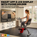 SPORTNOW 3-In-1 Folding Exercise Bike with Resistance Bands, Red