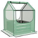 Outsunny Raised Garden Bed Planter Box with Greenhouse, Green and Silver