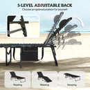 Outsunny Folding Sun Loungers With 5-Level Back, Cup Holder, Black