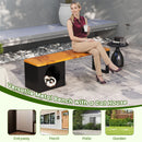 Outdoor Metal Bench with Cat House and Scratching Pad